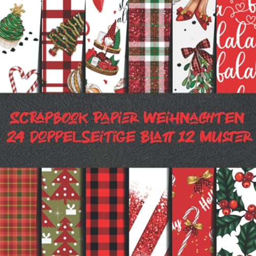 Scrapbook Papier Weihnachten 24 doppelseitige Blatt 12 Muster