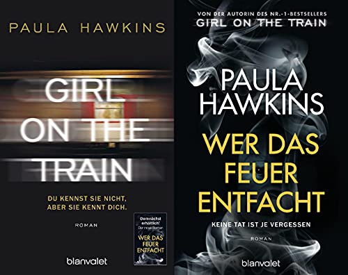 Girl on the Train + Wer das Feuer entfacht von Paula Hawkins + 1 exklusives Postkartenset