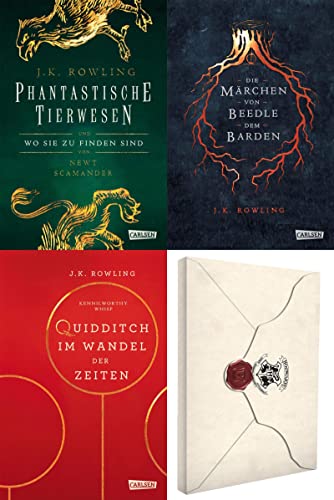 Hogwarts Schulbücher inkl. Hogwarts-Aufnahmebrief + 1 original Harry Potter Button
