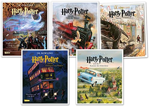 J K Rowling Harry Potter illustrierte Ausgaben im Set (Carlsen Verlag)