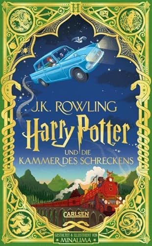 Harry Potter und die Kammer des Schreckens: farbig illustrierte Prachtausgabe mit Goldprägung von MinaLima + 1 original Harry Potter Button
