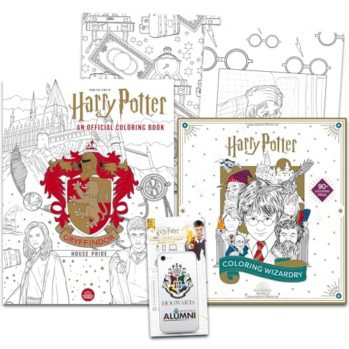 Harry-Potter-Malbücher-Set – Bündel mit 2 Harry-Potter-Malbüchern für Kinder, Erwachsene plus Harry-Potter-Aufkleber, Harry-Potter-Malbücher für Kinder im Alter von 8–12 Jahren