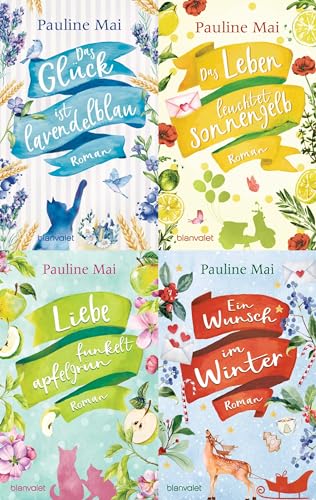 Das Glück ist lavendelblau / Das Leben leuchtet sonnengelb / Liebe funkelt apfelgrün / Ein Wunsch im Winter + 1 exklusives Postkartenset