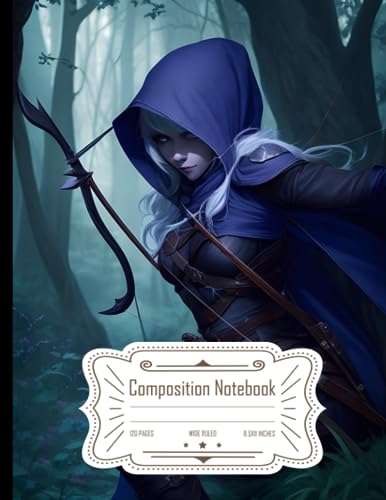 Composition Notebook Wide Ruled: A Lone Drow Ranger Hero with Bow and Arrows, Ideal for Writing, Size 8.5x11 Inches, 120 Pages