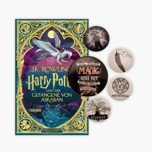 Harry Potter und der Gefangene von Askaban: farbig illustrierte Prachtausgabe mit Goldprägung von MinaLima + 1 original Harry Potter Button (Serie)