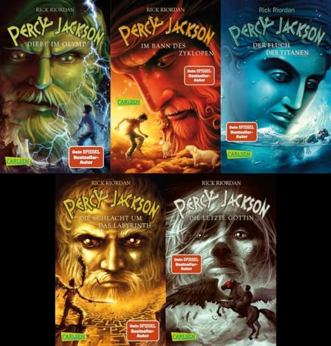 Percy Jackson Band 1-5 im Taschenbuchformat + 1 exklusives Postkartenset