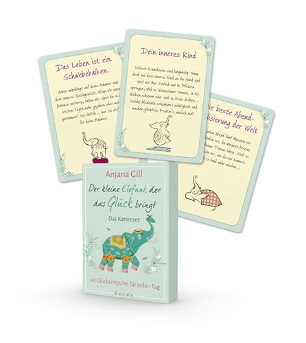 Der kleine Elefant, der das Glück bringt – Das Kartenset: 44 Glücksimpulse für jeden Tag. (44 Karten mit Booklet)