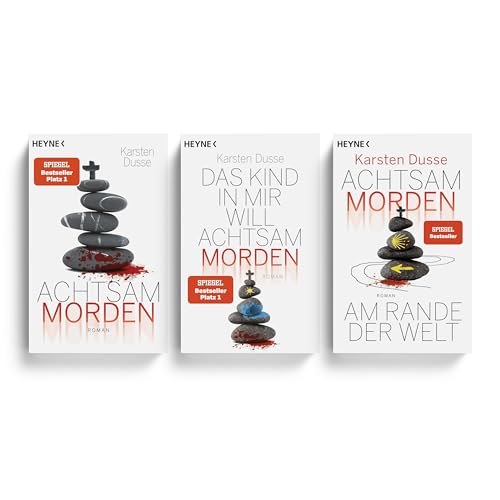 Achtsam morden Buchreihe 1-3: Achtsam morden (Band 1), Das Kind in mir will achtsam morden (Band 2) & Achtsam morden am Rande der Welt (Band 3) von Karsten Dusse + limited edition Lesezeichen