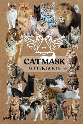 Alterhuman - Cat Mask Workbook designed for Therian | Templates for Cat Mask Making | Project Planner | Blank Mask Outlines for Design, Colouring or ... | Cute Collage | Therian Community Symbol