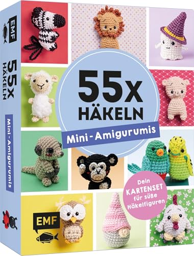 55 x häkeln – Mini-Amigurumis: Dein Kartenset von Wellensittich bis Wichtel: 55 Karten mit süßen Häkelfiguren zum Mitnehmen oder Verschenken | Mit allen Grundlagen im praktischen Booklet