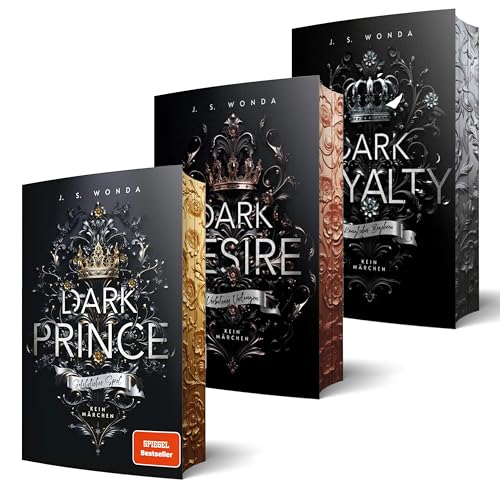 J. S. Wonda Royal Bücher Reihe (Band 1-3): "Dark Prince: Gefährliches Spiel", "Dark Desire: Verbotenes Verlangen", "Dark Royalty: Königliches Begehren" | Exklusiver Farbschnitt & passendes Lesezeichen