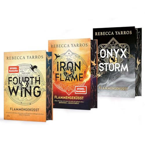 Fourth Wing, Iron Flame, Onyx Storm von Rebecca Yarros – Flammengeküsst-Reihe Band 1-3 im Bücherset inkl. Lesezeichen – Deluxe-Ausgaben Farbschnitt – Fantasy-Bestseller über Liebe Drachen & Abenteuer!