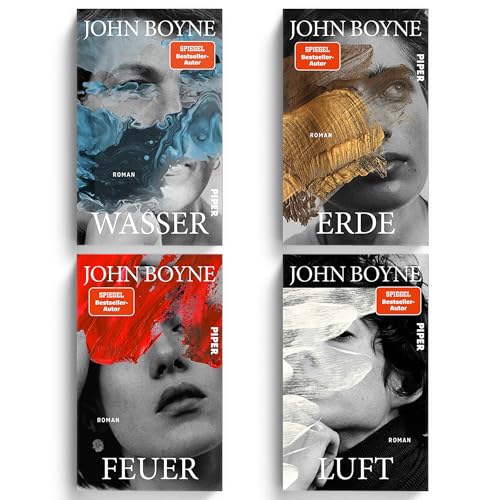 John Boyne Die Elemente Reihe komplett – Wasser, Erde, Feuer, Luft (4 Bände im Bundle) plus exklusivem Lesezeichen – Literarische Fiktion, Psychologischer Roman, Zeitgenössische Literatur, Hardcover