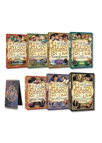 Harry Potter – Die komplette Saga (Bände 1–7) als exklusive Taschenbuch-Jubiläumsausgabe zum 20-jährigen Bestehen inkl. Hogwarts-Wappen-Magnetlesezeichen